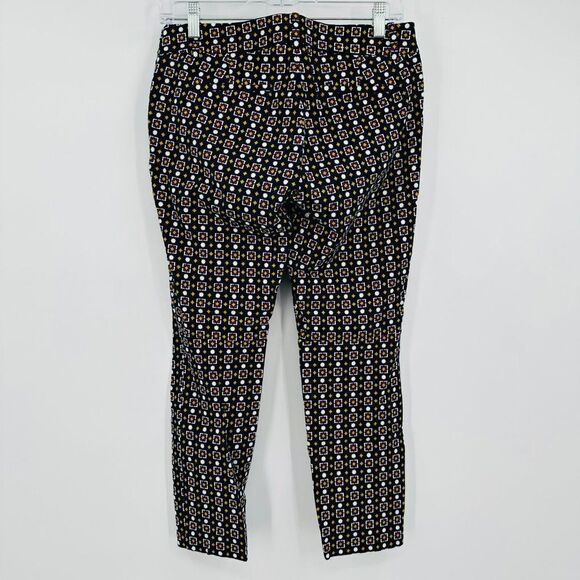 J. Crew Size 6 Navy Blue Geometric Printed Side Zip Winnie Capri Pants - Picture 8 of 8